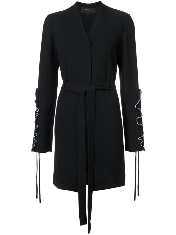 Derek Lam Wrap Jacket With Ruffle Sleeve Detail - Black