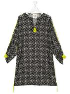 Douuod Kids Teen Tasselled Floral Dress - Black