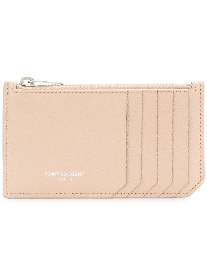 Saint Laurent Slp Zipfragm Grain - Nude & Neutrals