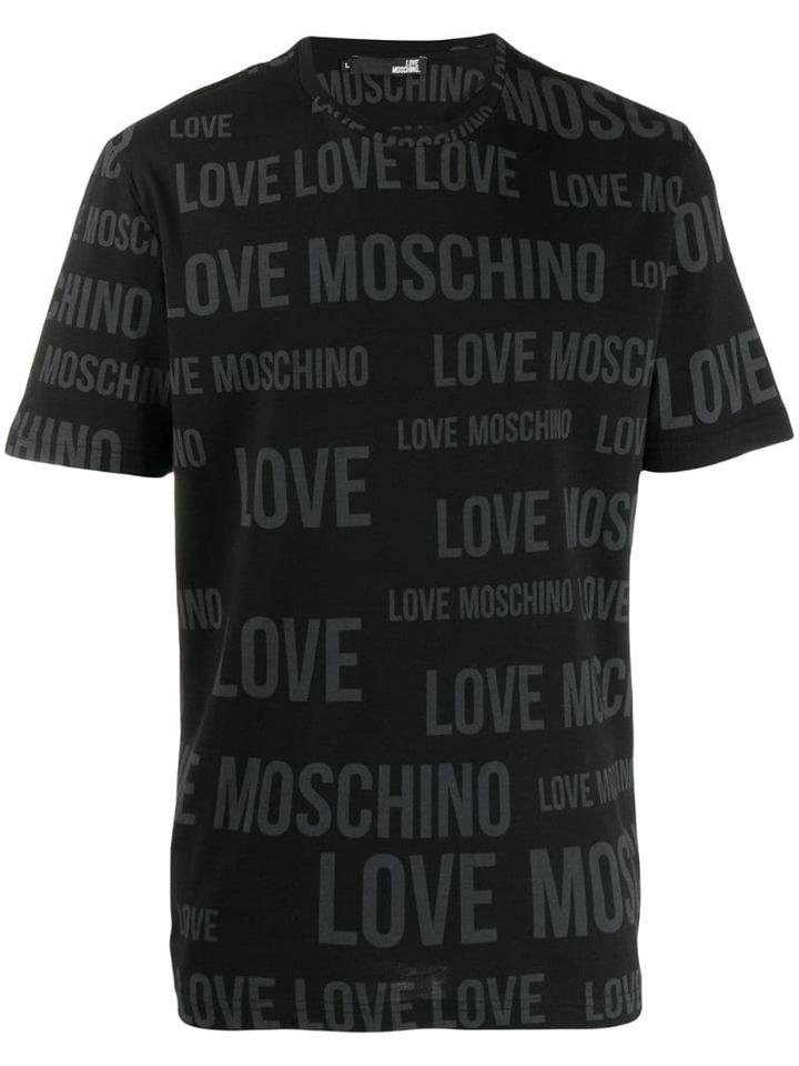 Love Moschino Logo Print Crew Neck T-shirt - Black