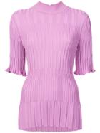 Carolina Herrera Ribbed Short-sleeve Knit - Pink & Purple