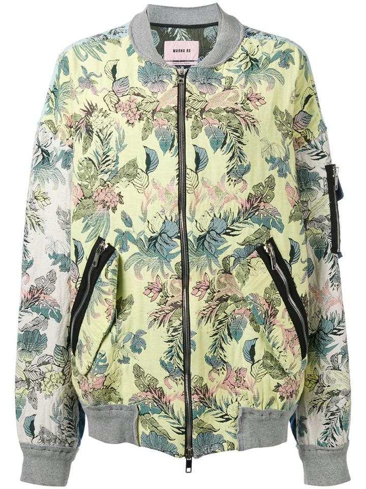 Marna Ro - Floral Bomber Jacket - Women - Cotton/polyester/other Fibres - Xs, Yellow/orange, Cotton/polyester/other Fibres