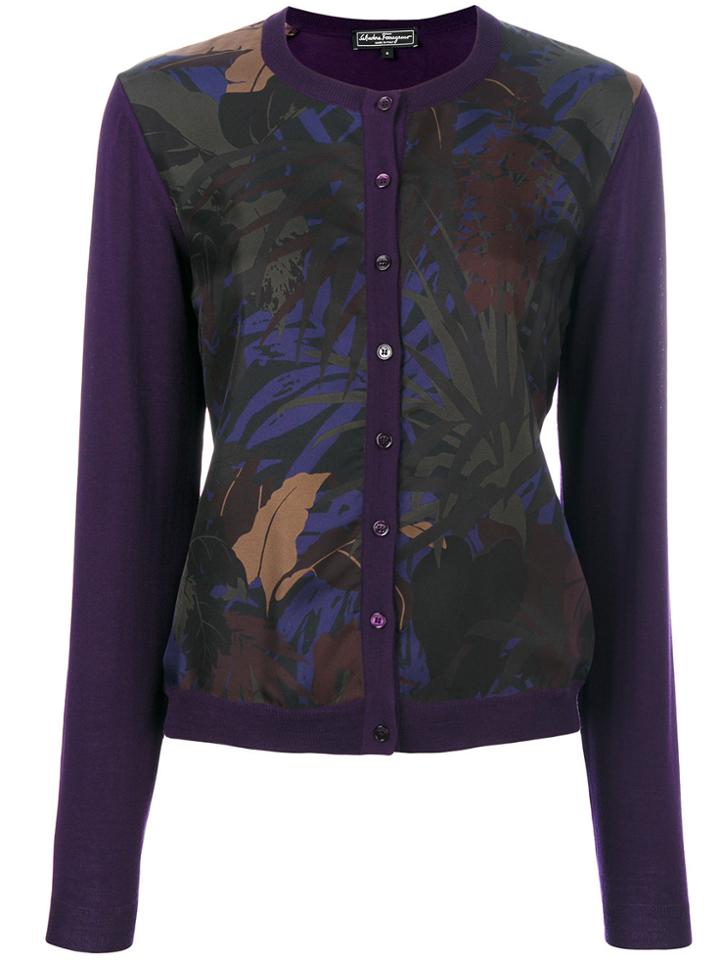 Salvatore Ferragamo Foliage Print Cardigan - Pink & Purple