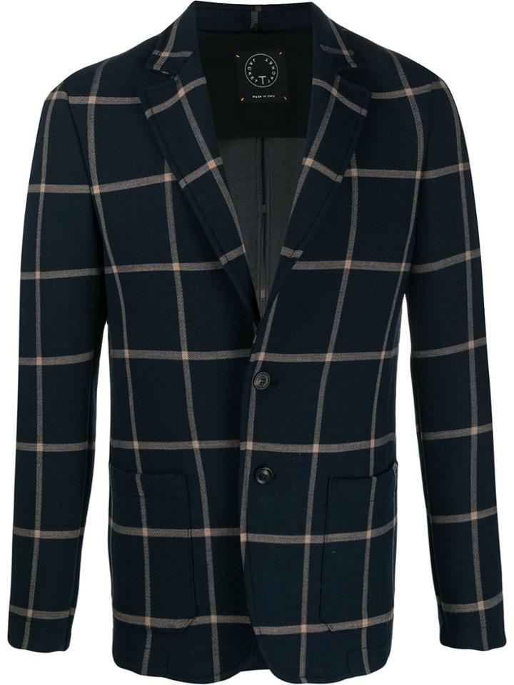 Tonello Check Fitted Blazer - Blue