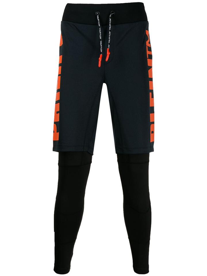 Philipp Plein Layered Fitted Leggings - Blue