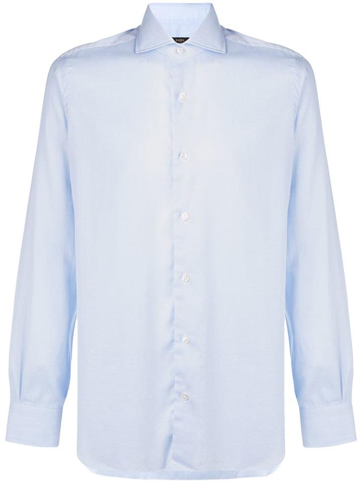 Barba Plain Button Down Shirt - Blue
