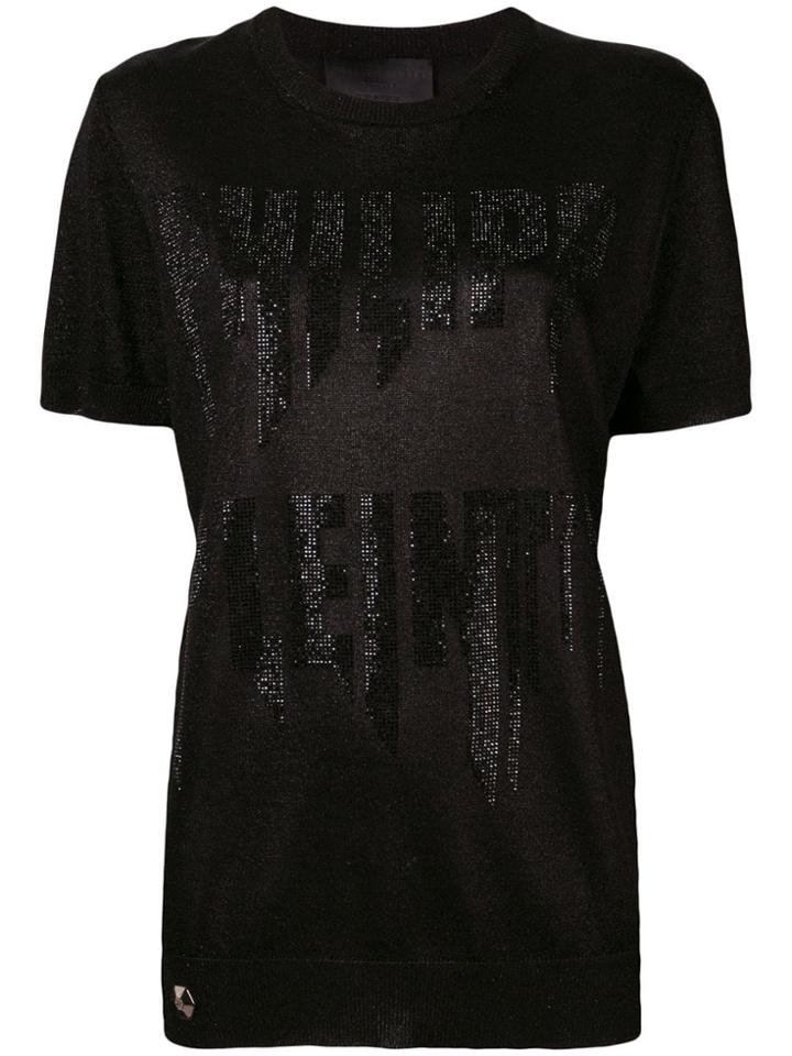 Philipp Plein Logo Knitted Top - Black