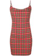 Miaou Short Check Fitted Dress - Red