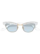 Gucci Eyewear Crystal Embellished Cat Eye Glasses - White