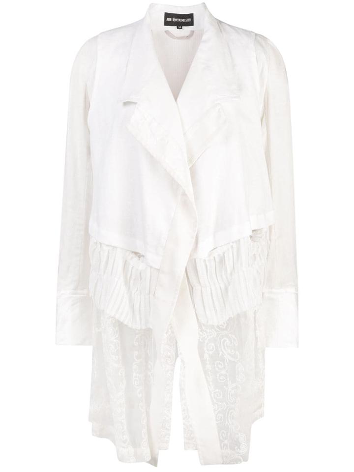 Ann Demeulemeester Multi-material Layered Coat - White