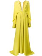 Christian Siriano Draped Gown, Women's, Size: 6, Yellow/orange, Silk