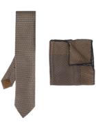 Brioni Patterned Tie Handkerchief Set - Brown
