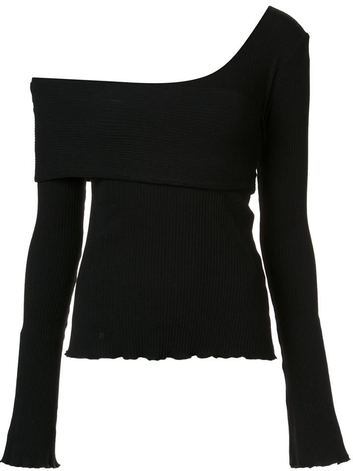 Misha Nonoo 'giulia Twist Front' Blouse, Women's, Size: Medium, Black, Nylon/spandex/elastane/tencel