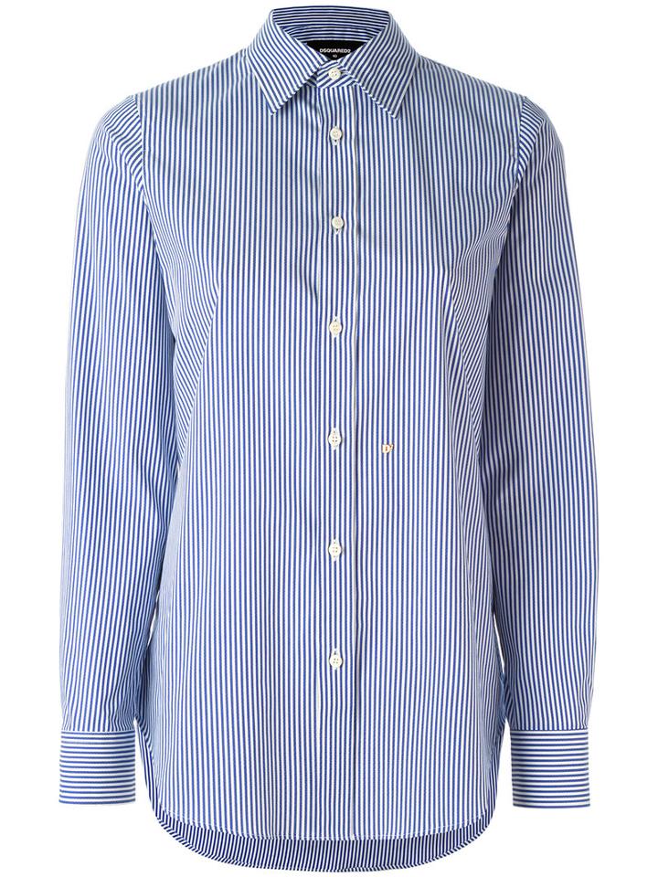 Dsquared2 Striped Shirt, Women's, Size: 42, Blue, Cotton/nylon/spandex/elastane
