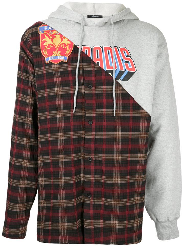 3.paradis Contrast Shirt Hoodie - Red