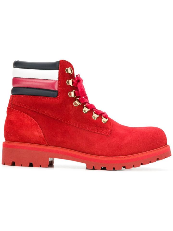 Tommy Hilfiger Lace-up Construction Boots - Red