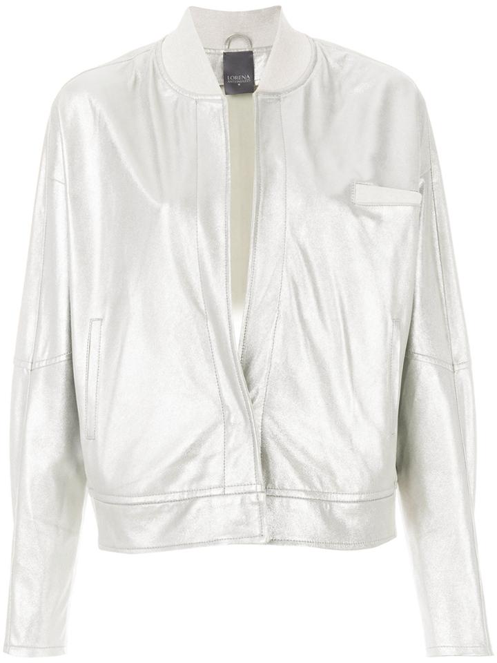 Lorena Antoniazzi Leather Bomber Jacket - Metallic