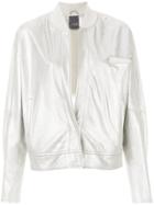Lorena Antoniazzi Leather Bomber Jacket - Metallic