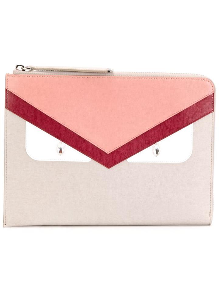Fendi Bag Bugs Clutch, Women's, Nude/neutrals, Calf Leather