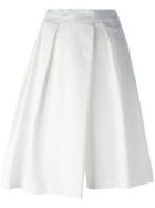 Jil Sander Pleated Asymmetric Shorts, Women's, Size: 36, White, Cotton/spandex/elastane