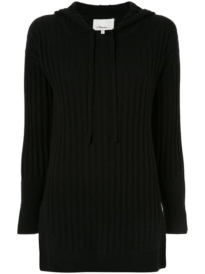 3.1 Phillip Lim Ribbed Knit Hoodie - Black