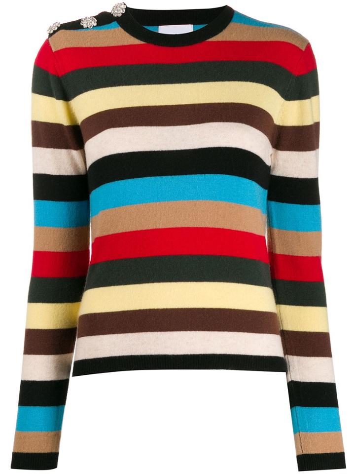 Ganni Embellished Striped Jumper - Black