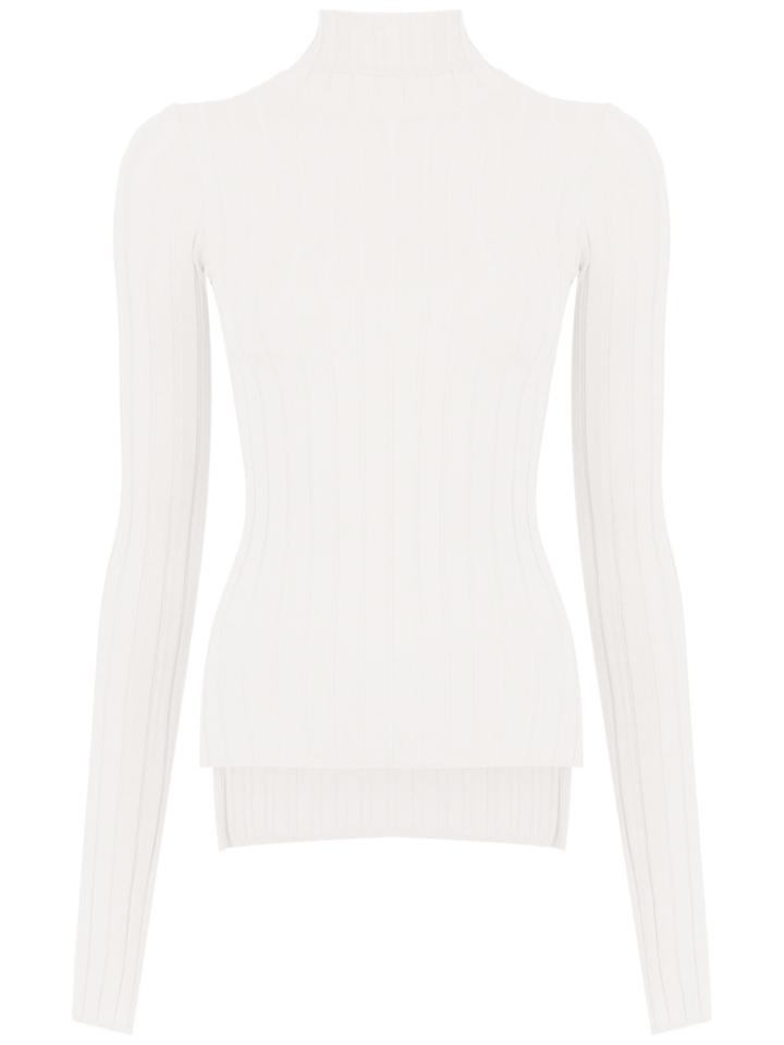 Gloria Coelho Ribbed High-neck Blouse - White