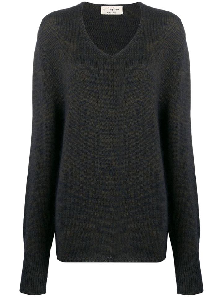 Ma'ry'ya Relaxed V-neck Jumper - Grey