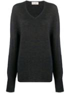 Ma'ry'ya Relaxed V-neck Jumper - Grey