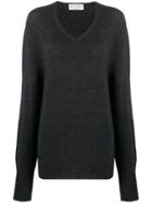 Ma'ry'ya Relaxed V-neck Jumper - Grey