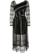 Three Floor Lacing Stripes Dress - Black
