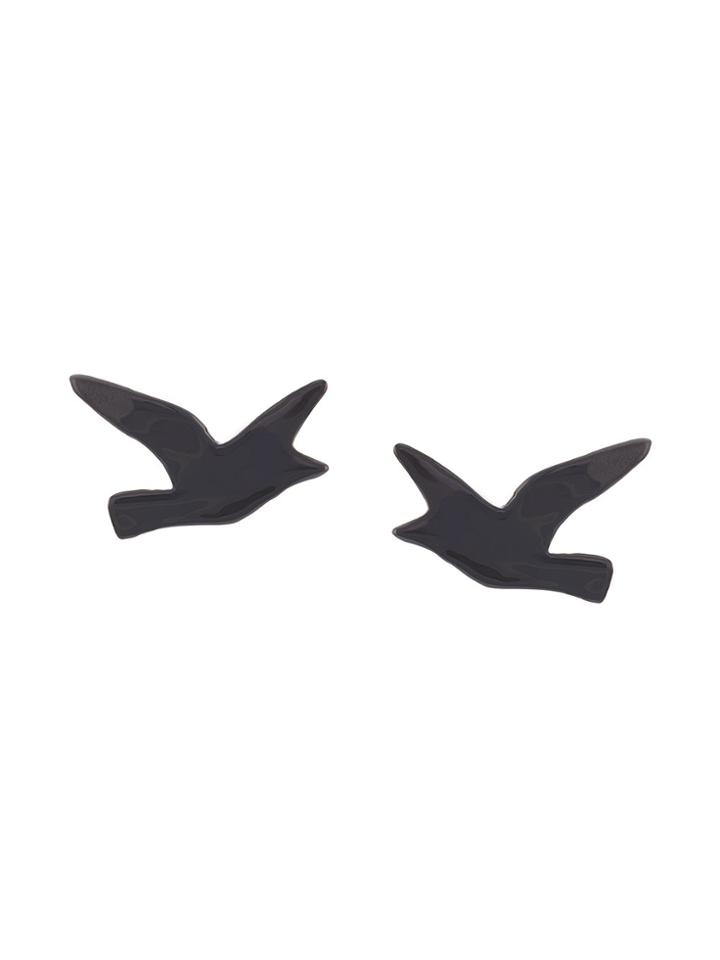 Oscar De La Renta Painted Seagull Earrings - Black