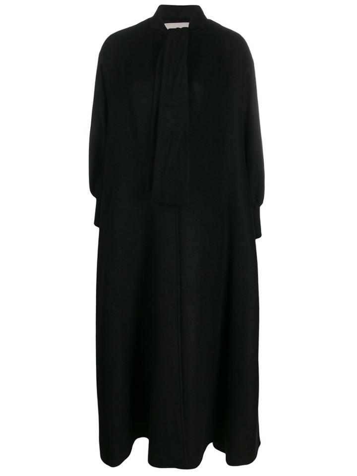 L'autre Chose Pussy Bow Oversized Coat - Black