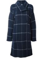 Armani Collezioni Checked Single Breasted Coat, Women's, Size: 38, Blue, Polyamide/viscose/virgin Wool