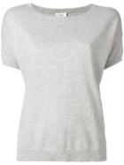 Closed Boat Neck Knitted Top, Women's, Size: Large, Grey, Nylon/viscose/cashmere/wool