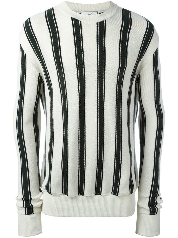 Ami Alexandre Mattiussi Crew Neck Sweater, Men's, Size: Large, White, Wool