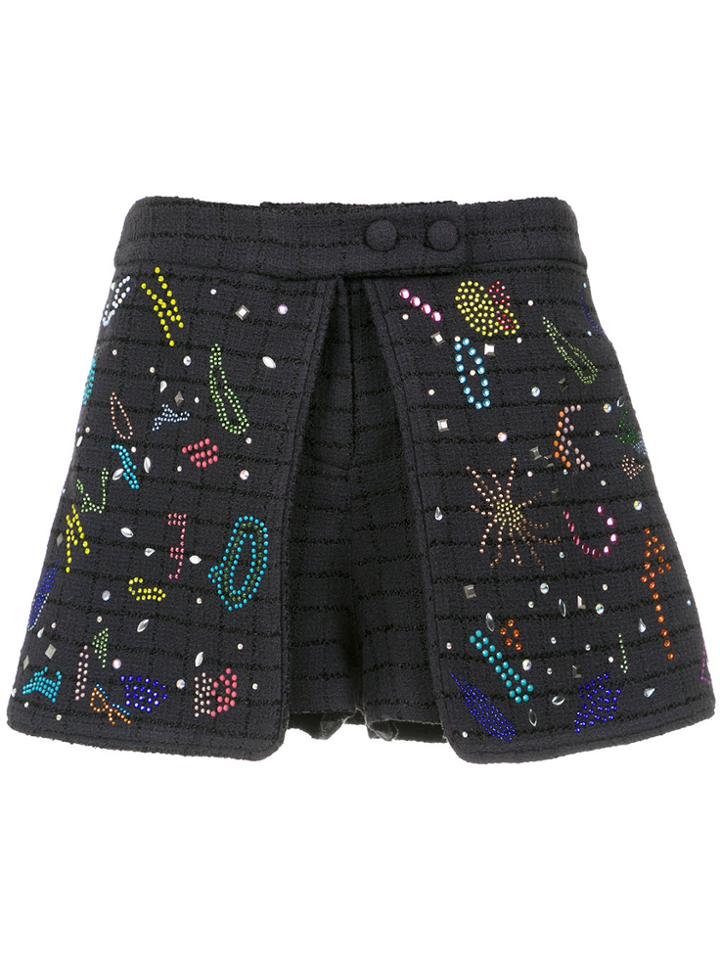 Andrea Bogosian Layered Appliqué Shorts - Blue