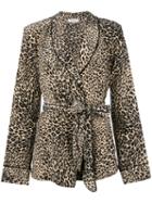 Barbara Bui Leopard Print Belted Jacket, Women's, Size: Small, Brown, Silk