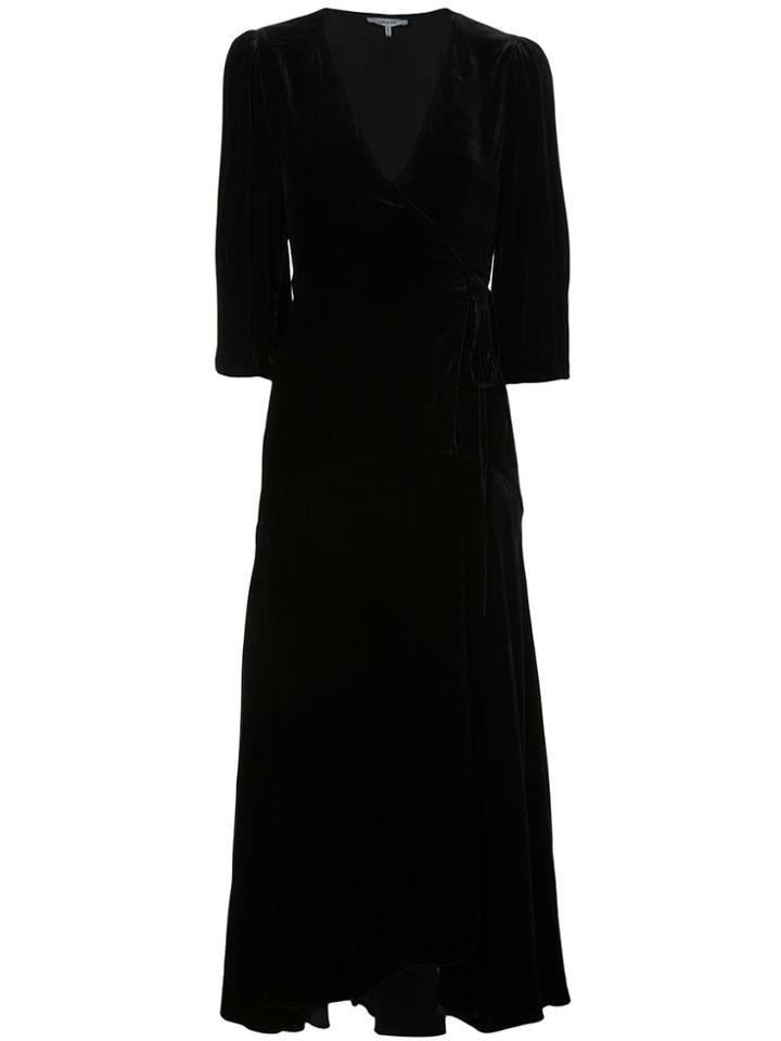 Ganni Velvet Wrap Dress - Black