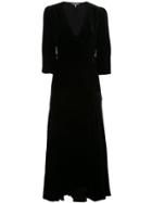 Ganni Velvet Wrap Dress - Black