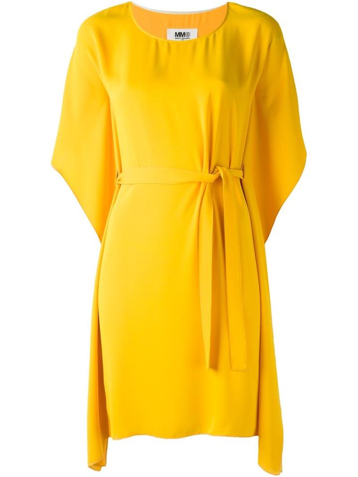 Mm6 Maison Margiela Belted Flutter Sleeve Dress