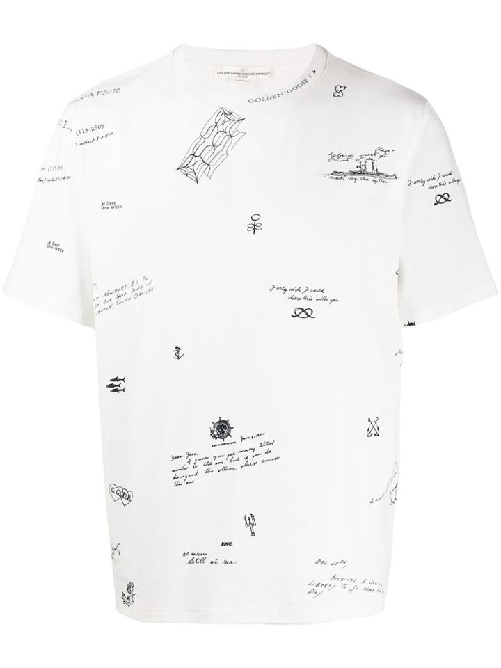 Golden Goose Doodle Print T-shirt - White