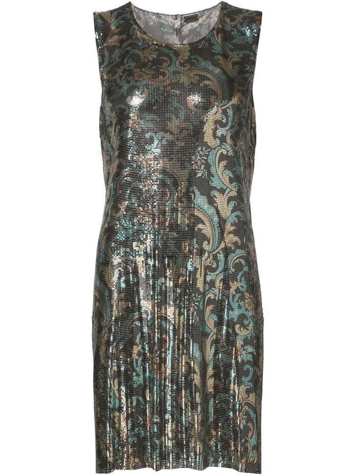 Paco Rabanne Paisley Mesh Dress, Women's, Size: 38, Grey, Aluminium