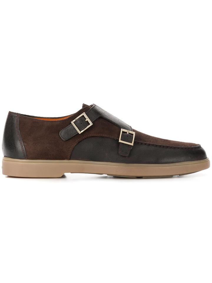 Santoni Double-monk Loafers - Brown
