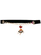 Dsquared2 - Eye Charm Belt - Women - Brass/velvet/glass - One Size, Grey, Brass/velvet/glass