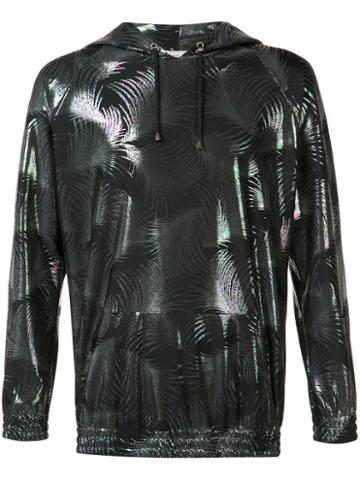 Emiliano Rinaldi Metallic Palms Hoodie, Men's, Size: 48, Black, Polyimide/spandex/elastane