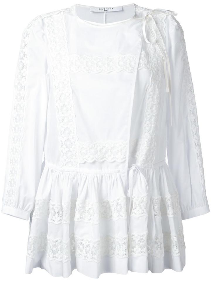 Givenchy Side Tie Flared Blouse, Women's, Size: 38, White, Cotton/silk