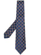 Kiton Embroidered Flowers Tie - Blue