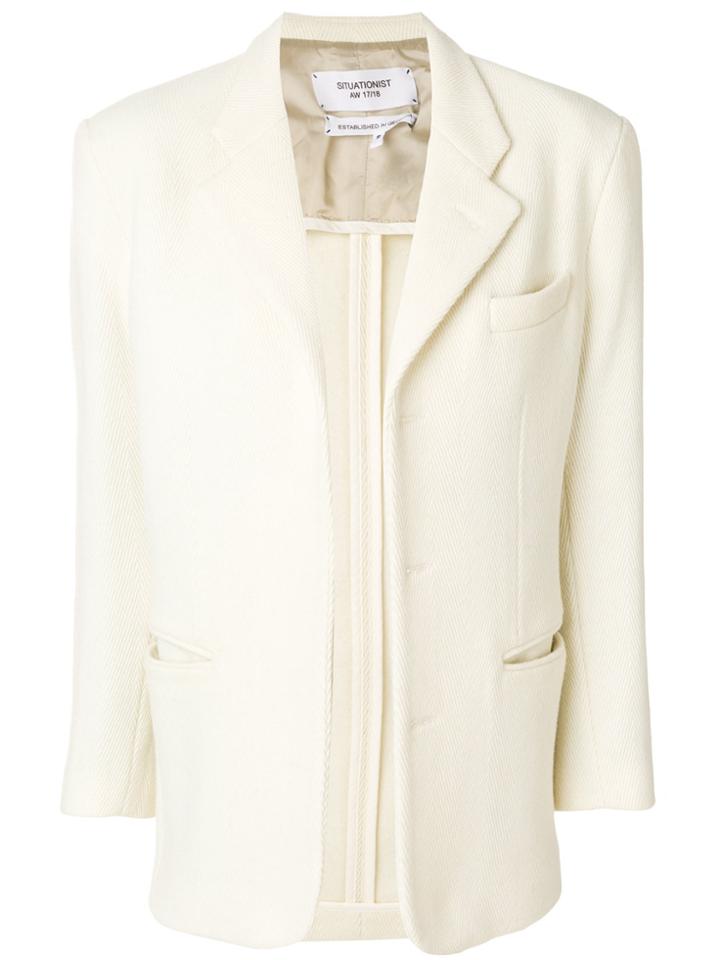 Situationist Fine Chevron Knit Blazer - Nude & Neutrals