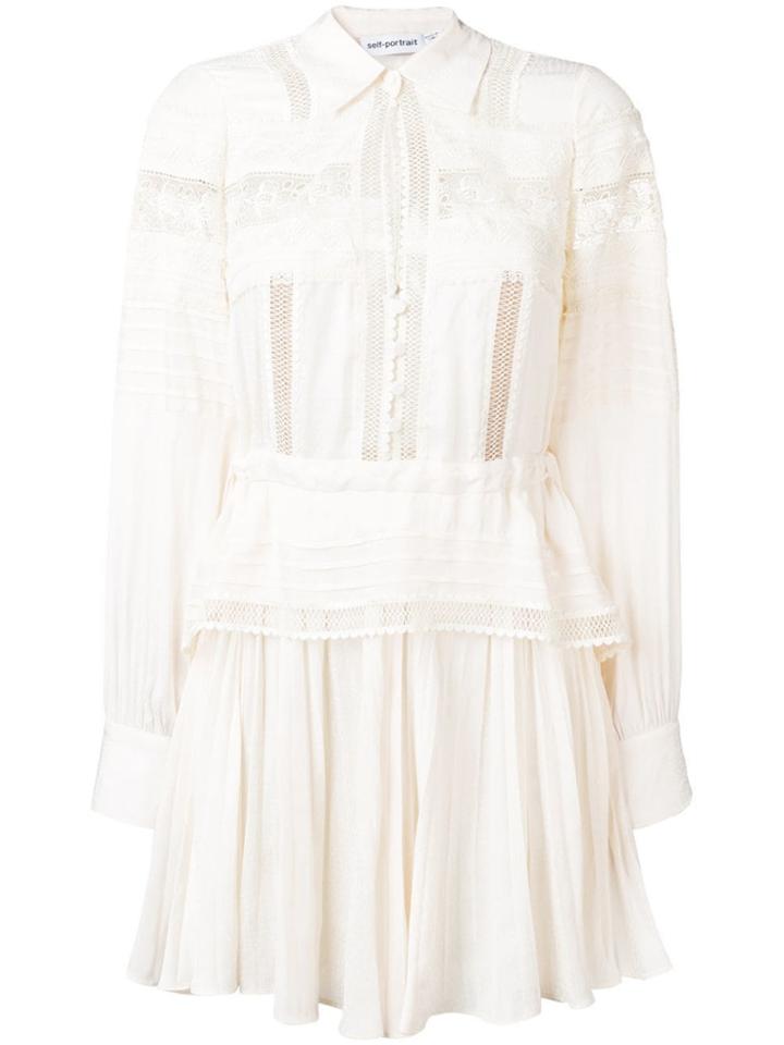 Self-portrait Lace-embroidered Mini Dress - White